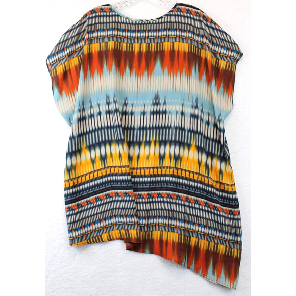 Live And Let Live Tunic High Low Women 2X Multicolor Short Sleeve Boho Causal - Picture 8 of 9